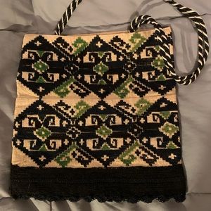 Vintage handmade embroidered fabric bag